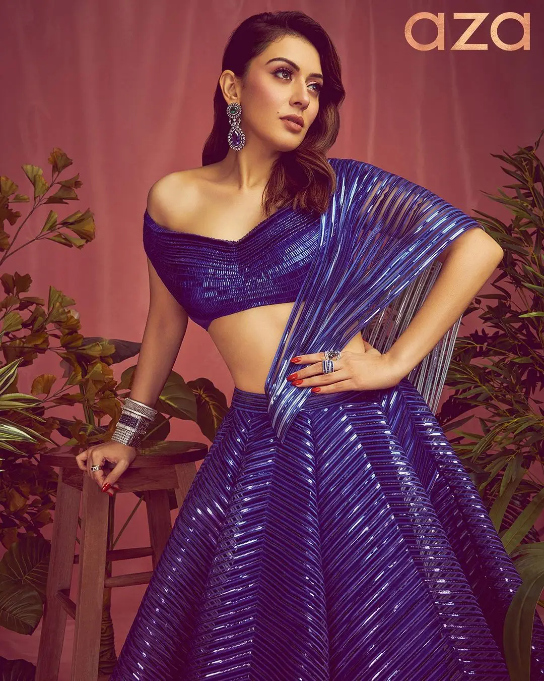 Indian Girl Hansika Motwani Photoshoot in Blue Lehenga Choli